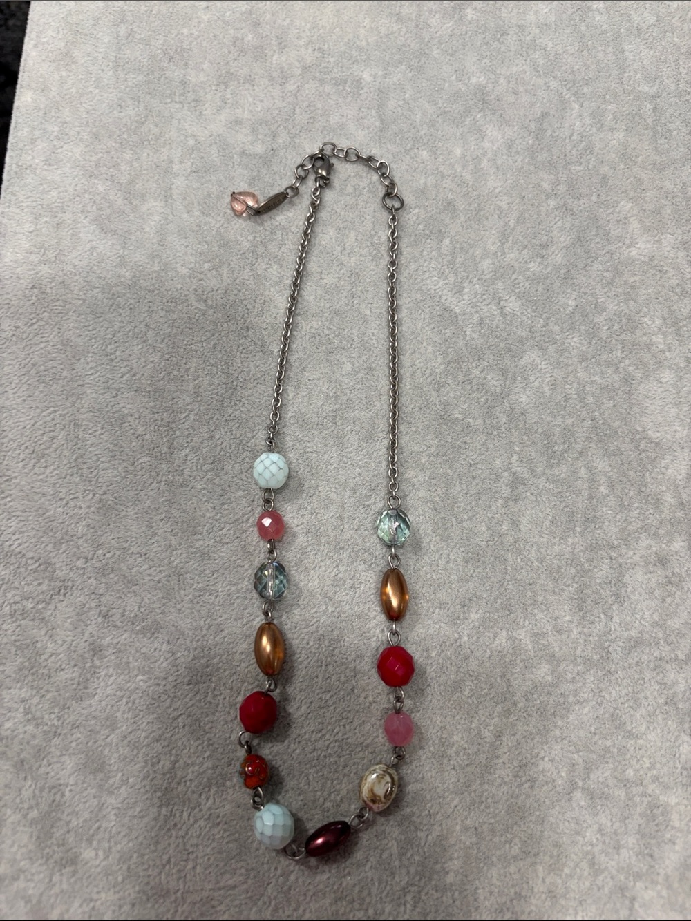 Sabika Multicolor Beaded Necklace with Red, Turquoise, Gold, Pink Accents